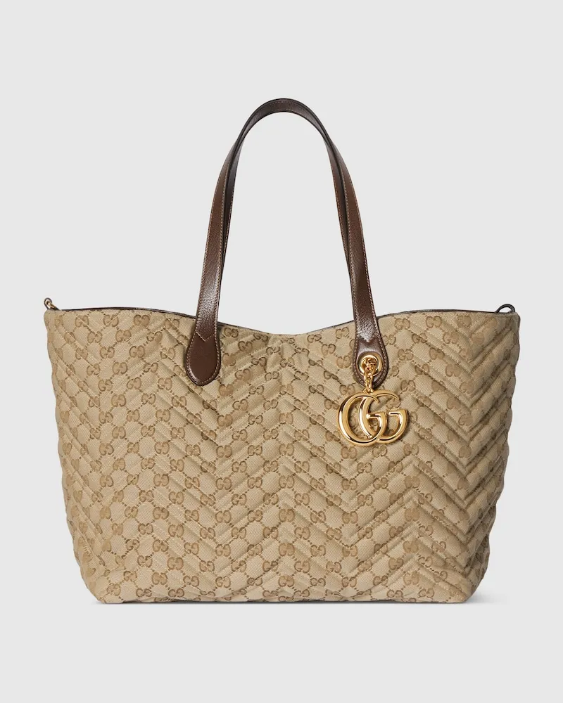 Gucci Großer GG Marmont Shopper aus Matelassé-Leder Beige