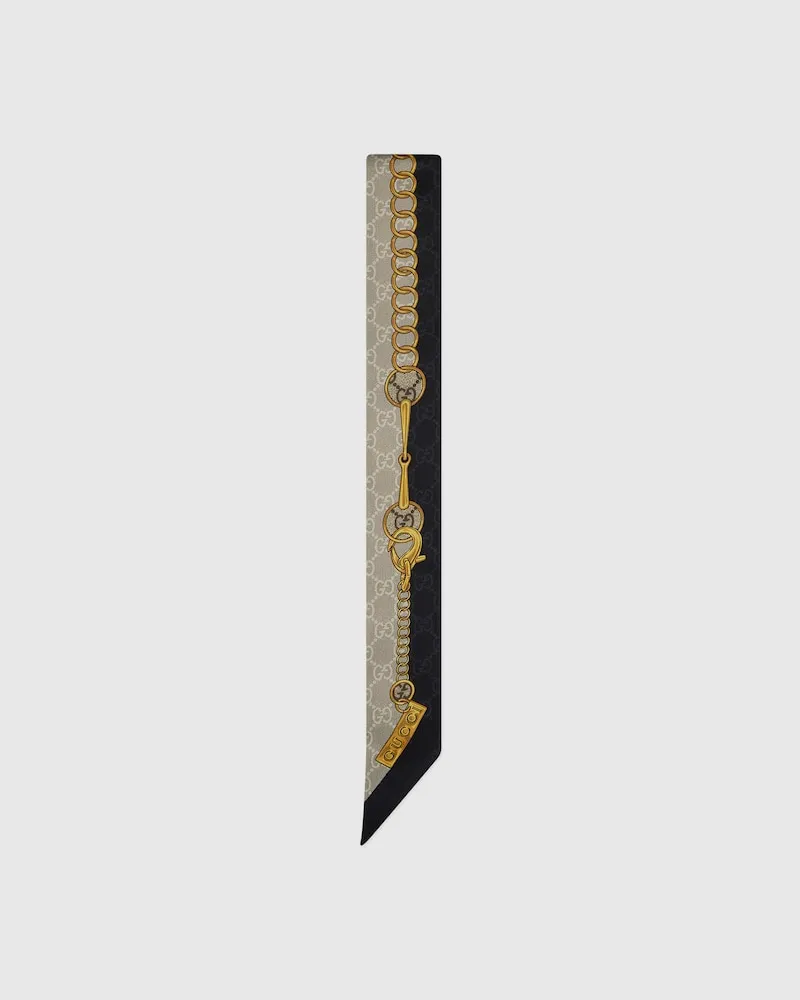 Gucci Band aus Seidentwill mit Print Schwarz