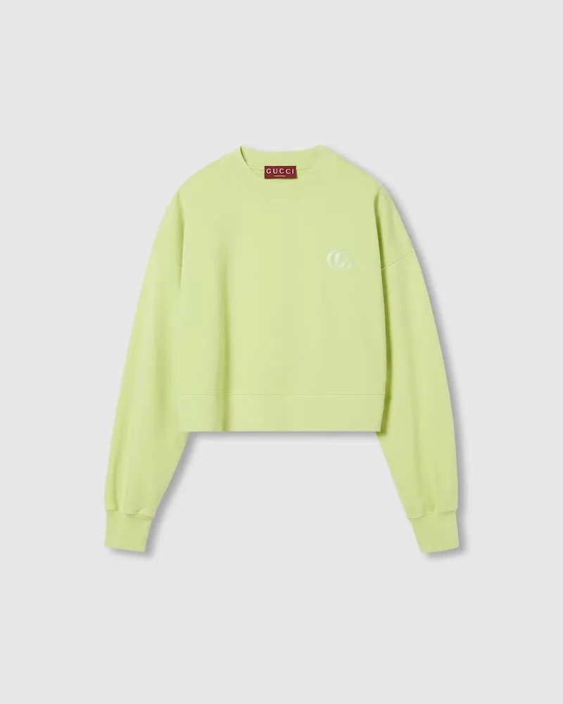 Gucci Sweatshirt aus Baumwolljersey Mit Stickerei, Größe Grün