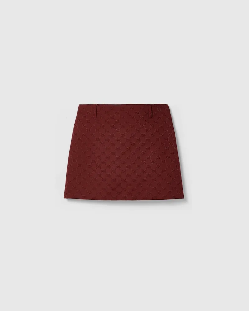 Gucci Minirock aus Original GG Canvas, Größe Bordeauxrot