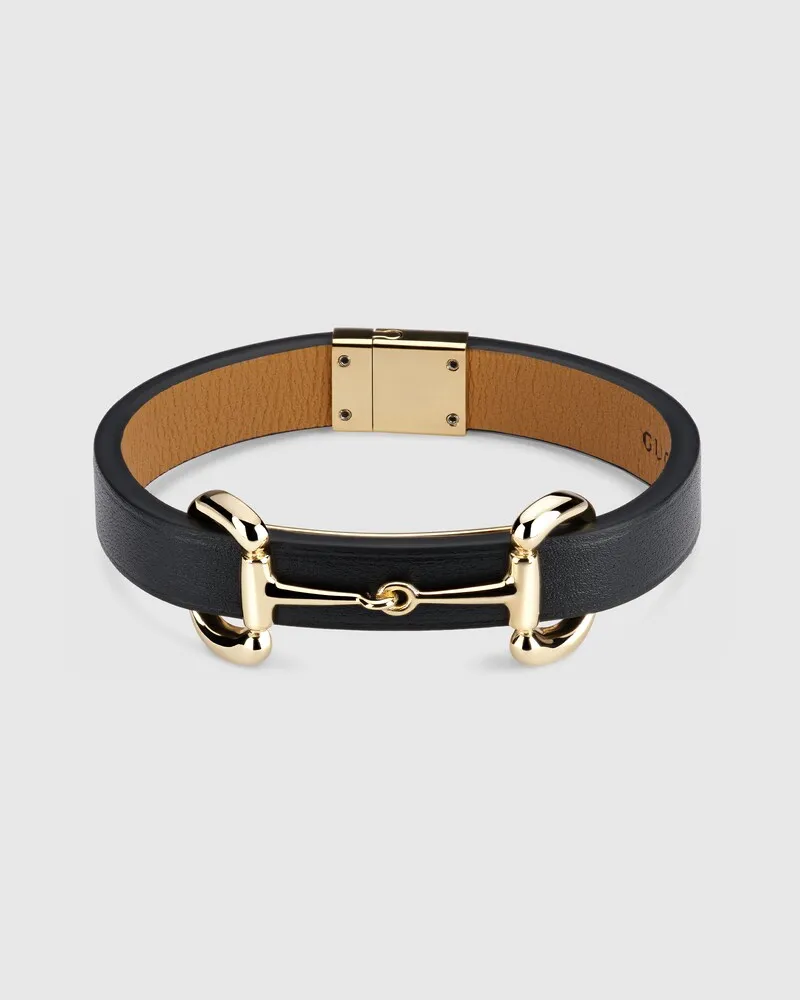 Gucci Lederarmband mit Horsebit Goldfarbenes