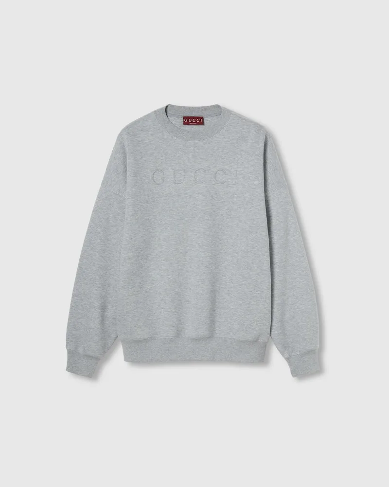 Gucci Sweatshirt aus Baumwolljersey Mit Prägung, Größe Grau