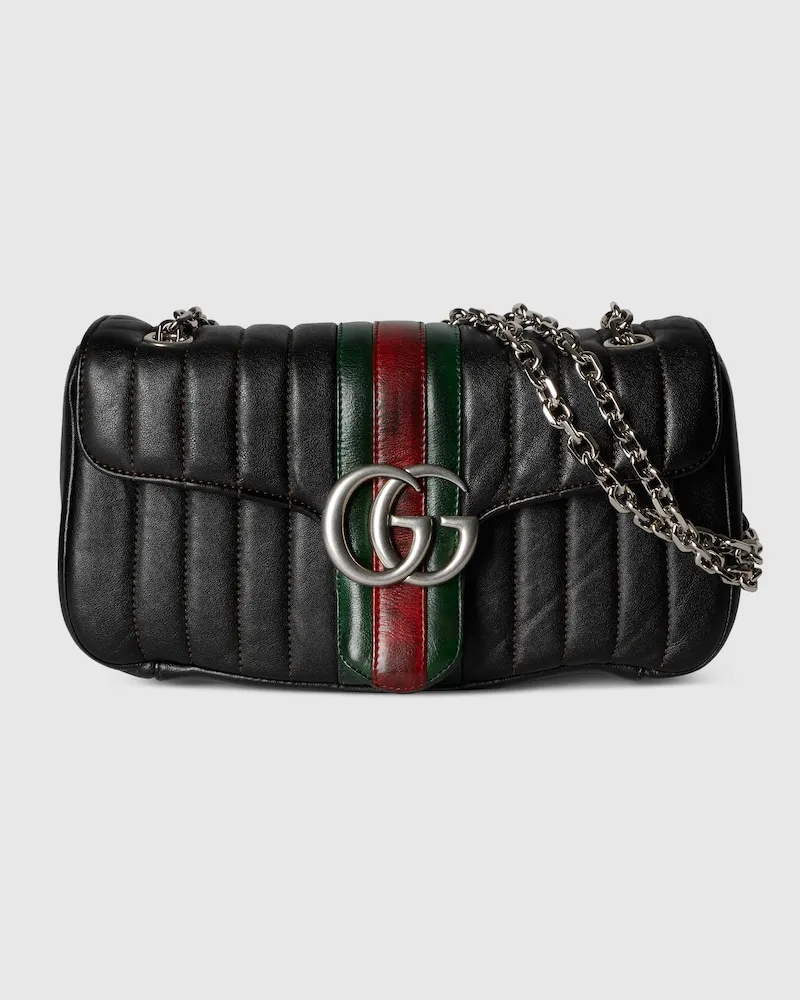 Gucci Jetset GG Marmont Mittelgroße Schultertasche Schwarz