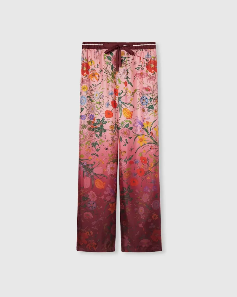 Gucci Hose aus Seide Mit Print, Größe Pink