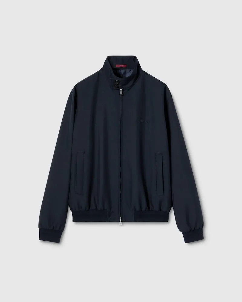 Gucci Jacke aus Wolltwill Mit Reißverschluss Und Logo-Detail, Größe Blau