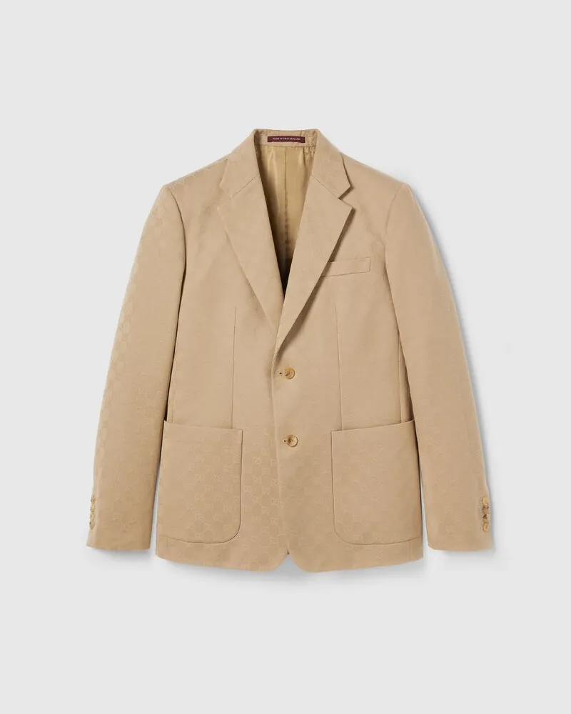 Gucci Jackett aus GG Baumwollgabardine-Jacquard, Größe Beige
