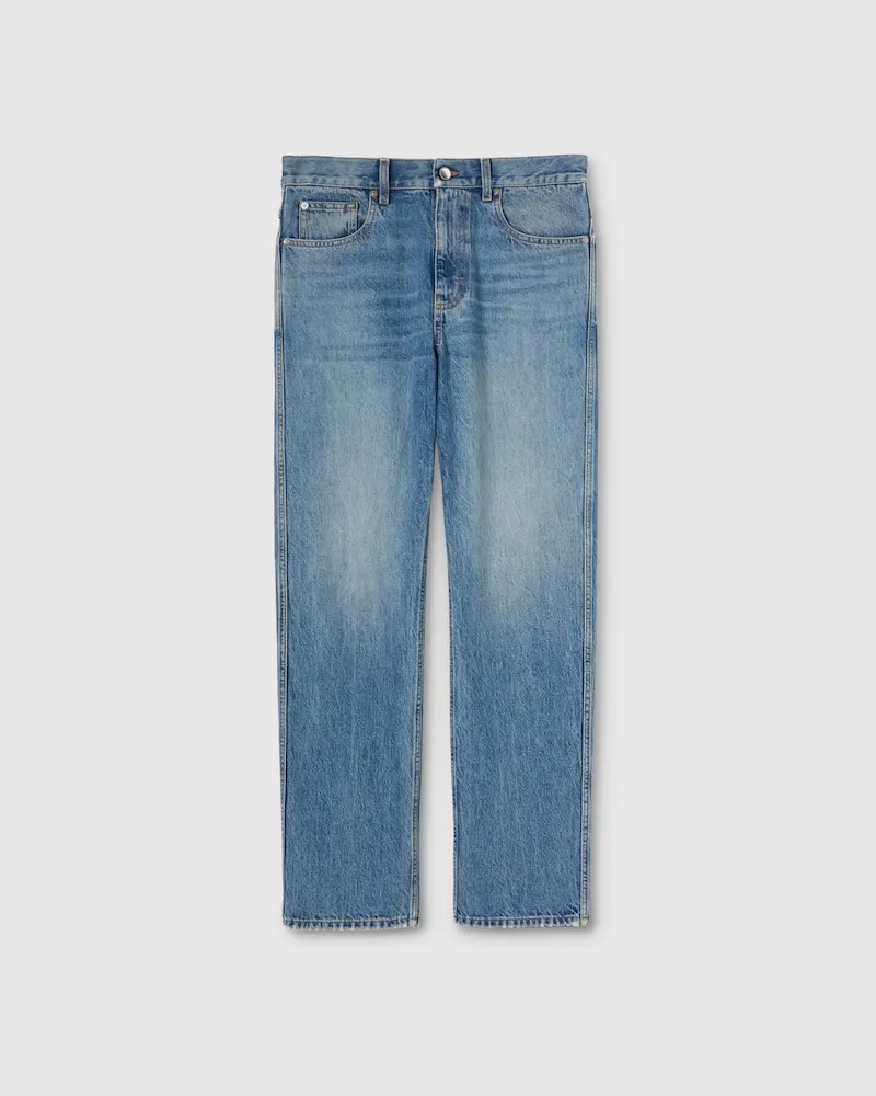 Gucci Hose aus Baumwolldenim Mit Schmaler Passform, Größe Blau