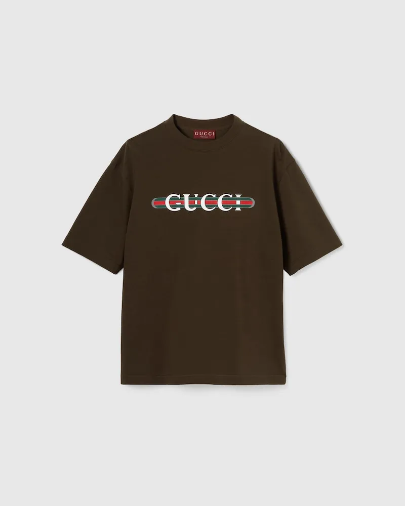 Gucci T-Shirt aus Baumwolljersey Mit Print, Größe Braun