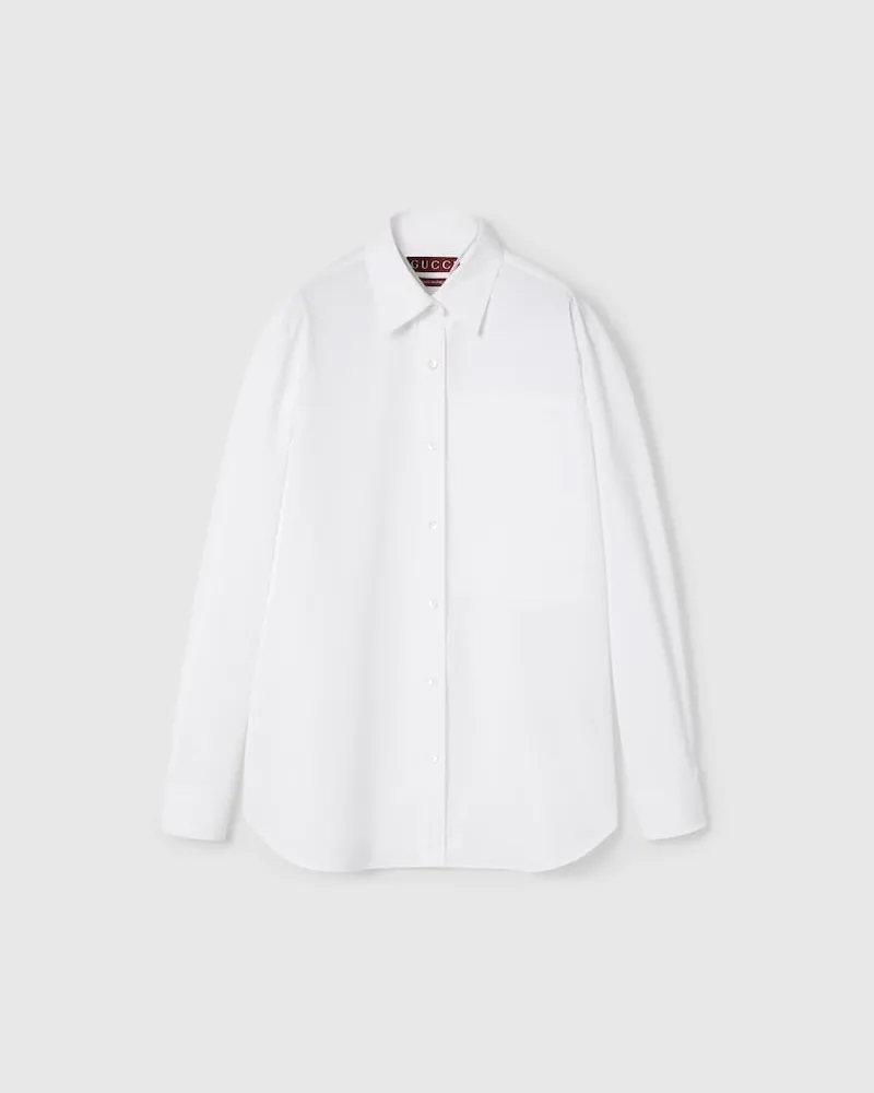 Gucci Hemd aus Baumwollpopeline Mit Logo, Größe Weiß