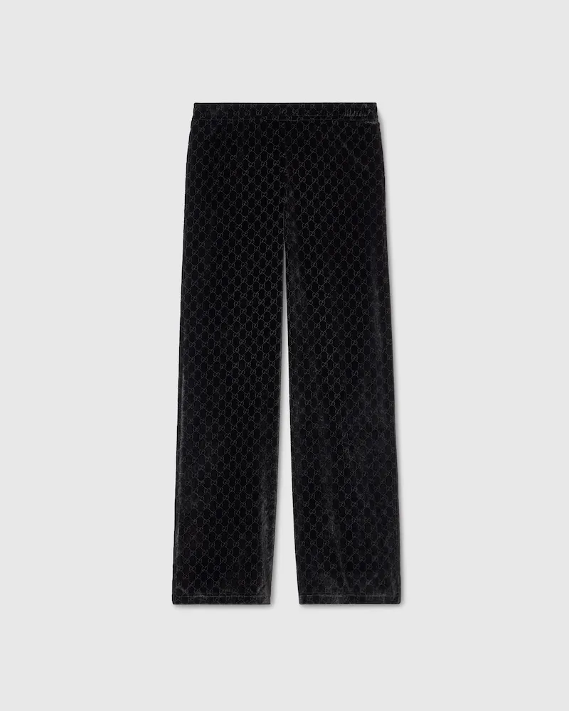 Gucci Pantalon De Sport En Velours Stretch GG Effet Dévoré, Taille Noir