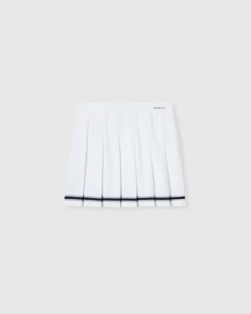 Gucci Rock aus Stretch-Baumwolle Mit Intarsie, Größe Weiß
