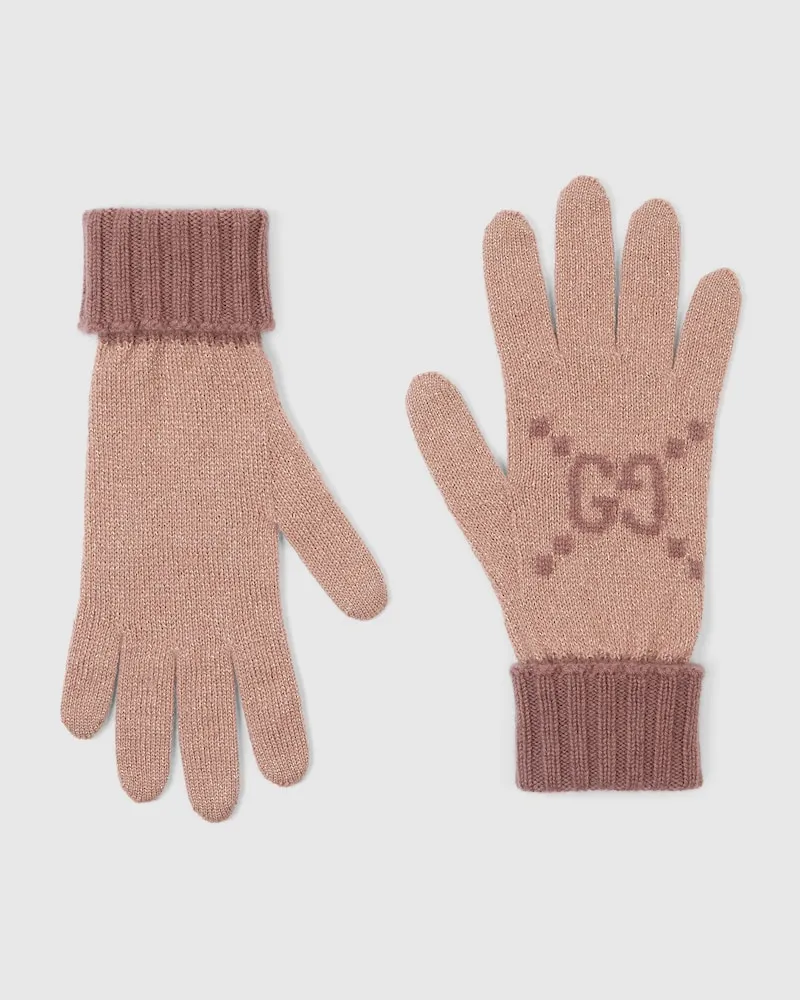 Gucci Handschuhe aus GG Kaschmir-Lamé, Größe Beige