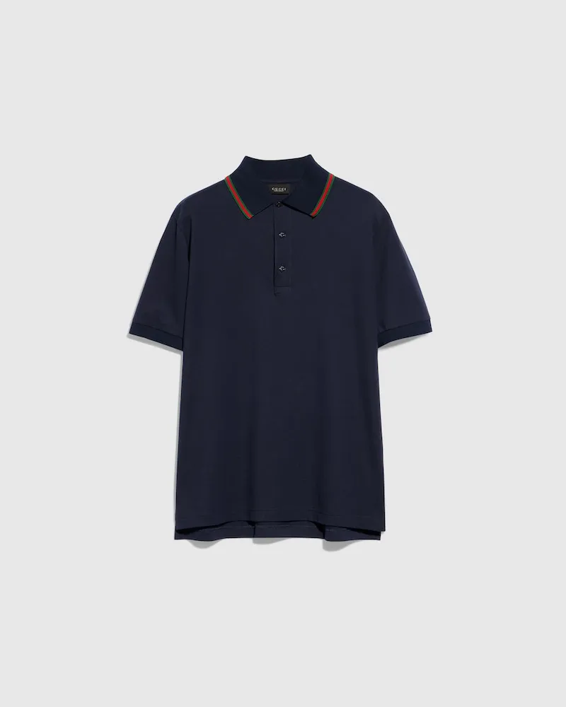 Gucci Poloshirt aus Baumwoll-Jersey-Piqué, Größe Blau