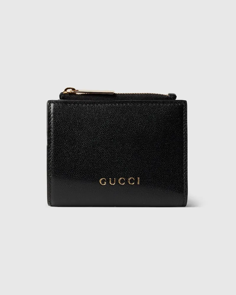 Gucci Kleine Brieftasche mit Schriftzug Schwarz