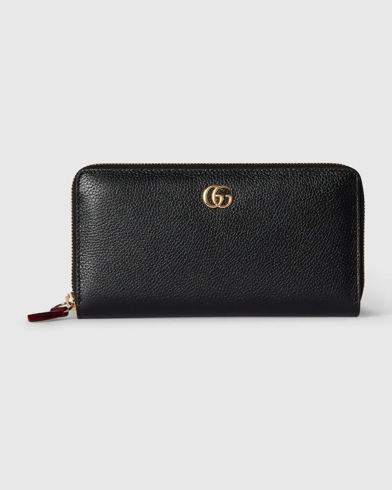 Gucci Zweifarbige GG Marmont Brieftasche Mit Rundum-RV Schwarz