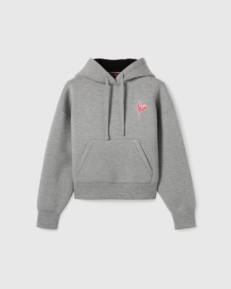 Gucci Sweatshirt aus Jersey Mit Kapuze Und Print, Größe Grau