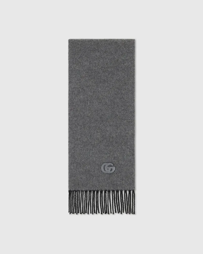 Gucci Schal aus Kaschmir Mit Patch Grau