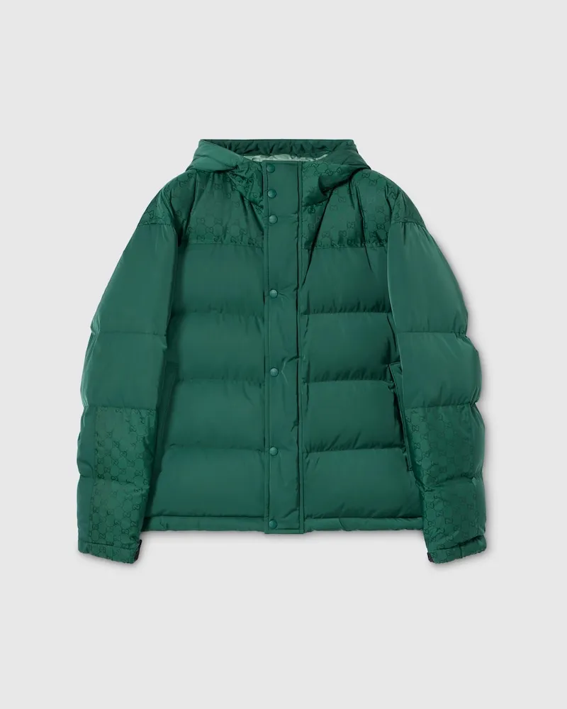 Gucci Wattierte Jacke aus Technischem Nylontwill, Größe Grün