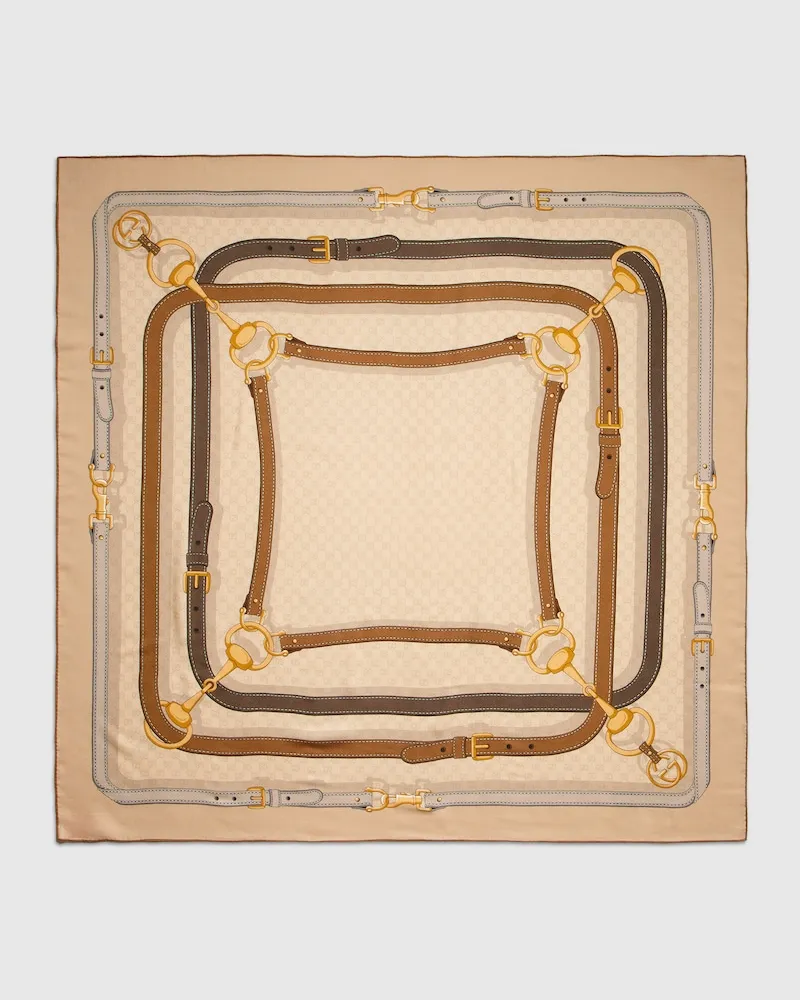 Gucci Bedrucktes Schultertuch aus GG Seidentwill-Jacquard Beige