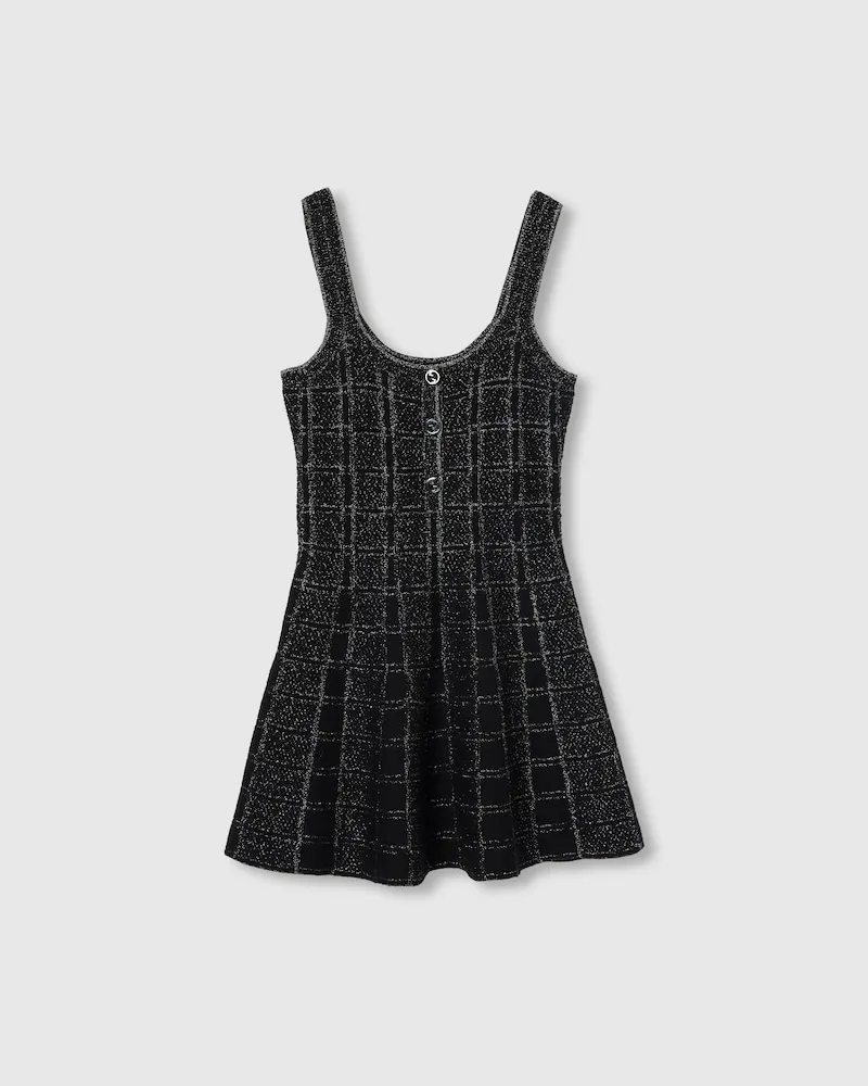 Gucci Kleid aus Woll- Und Laméjacquard Mit Karomuster, Größe Schwarz