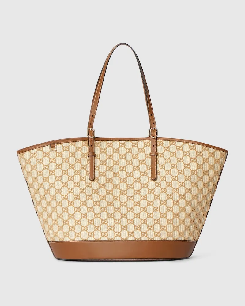Gucci Großer, Geflochtener Shopper Gelb
