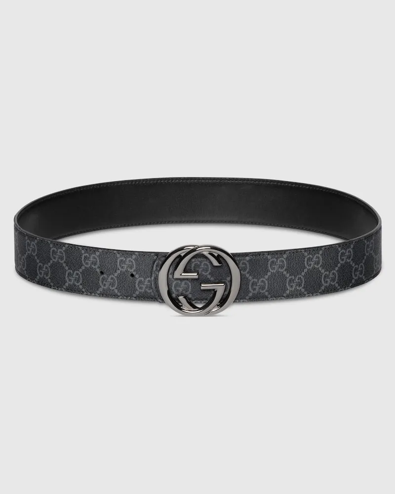 Gucci Wendbarer Gürtel Mit GG Schnalle, Größe 95 Schwarz