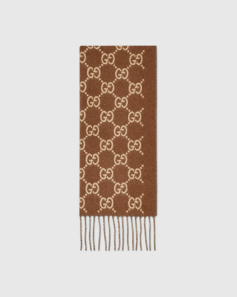 Gucci Schal aus GG Kaschmir Beige