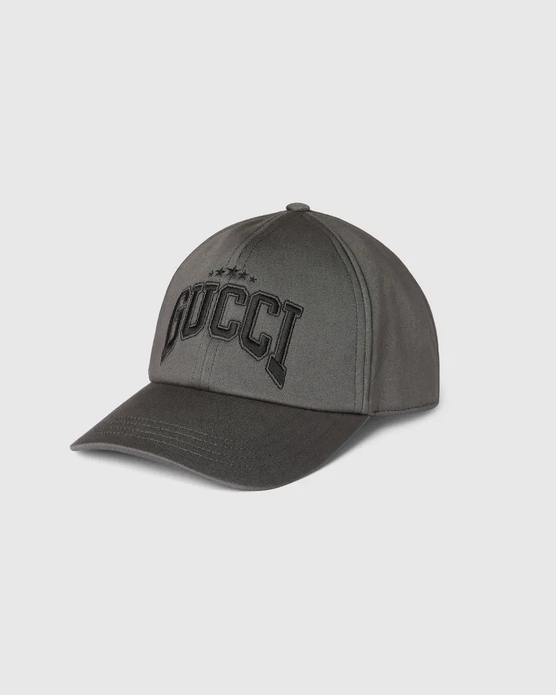 Gucci Baseballkappe aus Baumwolle Mit Stickerei, Größe Grau