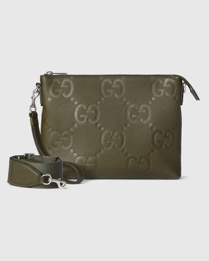 Gucci Mittelgroße Umhängetasche Mit Jumbo GG Grün