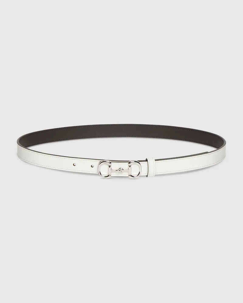 Gucci Schmaler Gürtel mit Horsebit-Schnalle Weiß