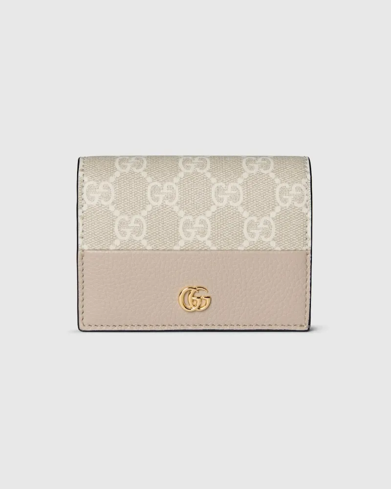 Gucci Kleine, Zweifarbige GG Marmont Brieftasche Nude