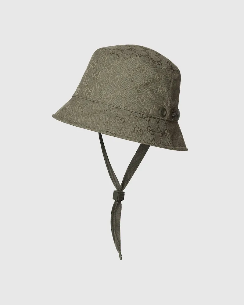 Gucci Fischerhut aus GG Canvas Mit Band, Größe Grün