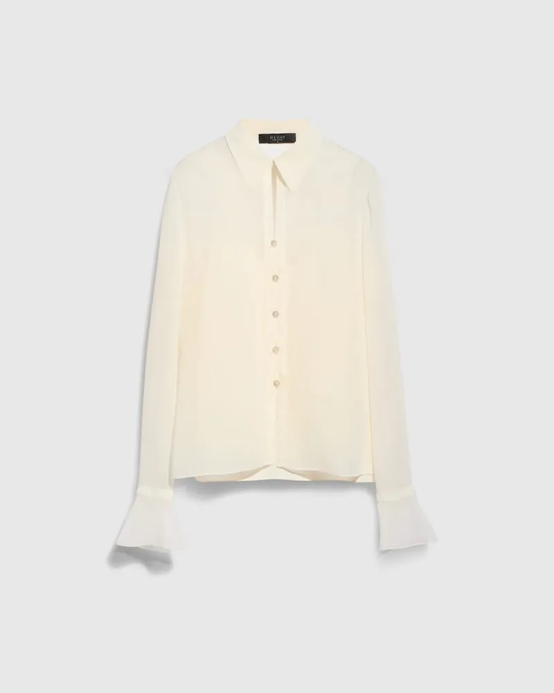 Gucci Leichtes Hemd aus Seidengeorgette, Größe Weiß