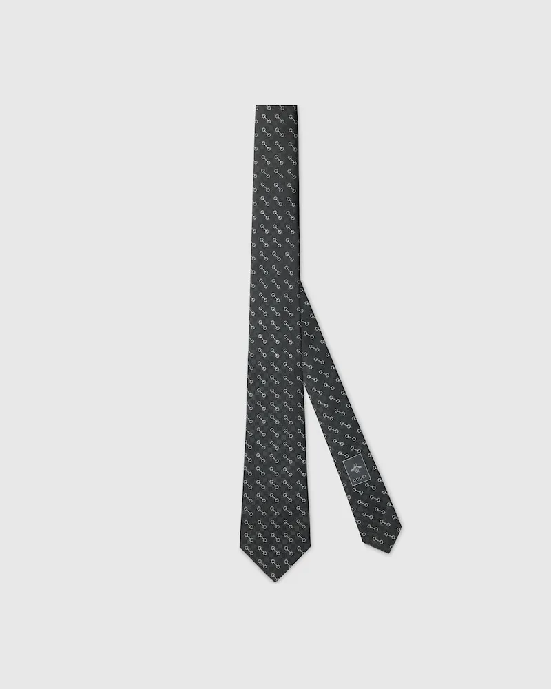 Gucci Krawatte aus Seidenjacquard Mit Horsebit Schwarz