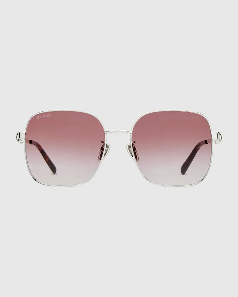 Gucci Sonnenbrille Mit Eckigem Rahmen Silver