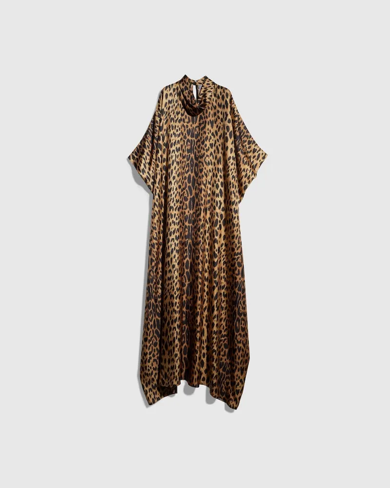 Gucci Kleid aus Seide mit Print, Größe Braun