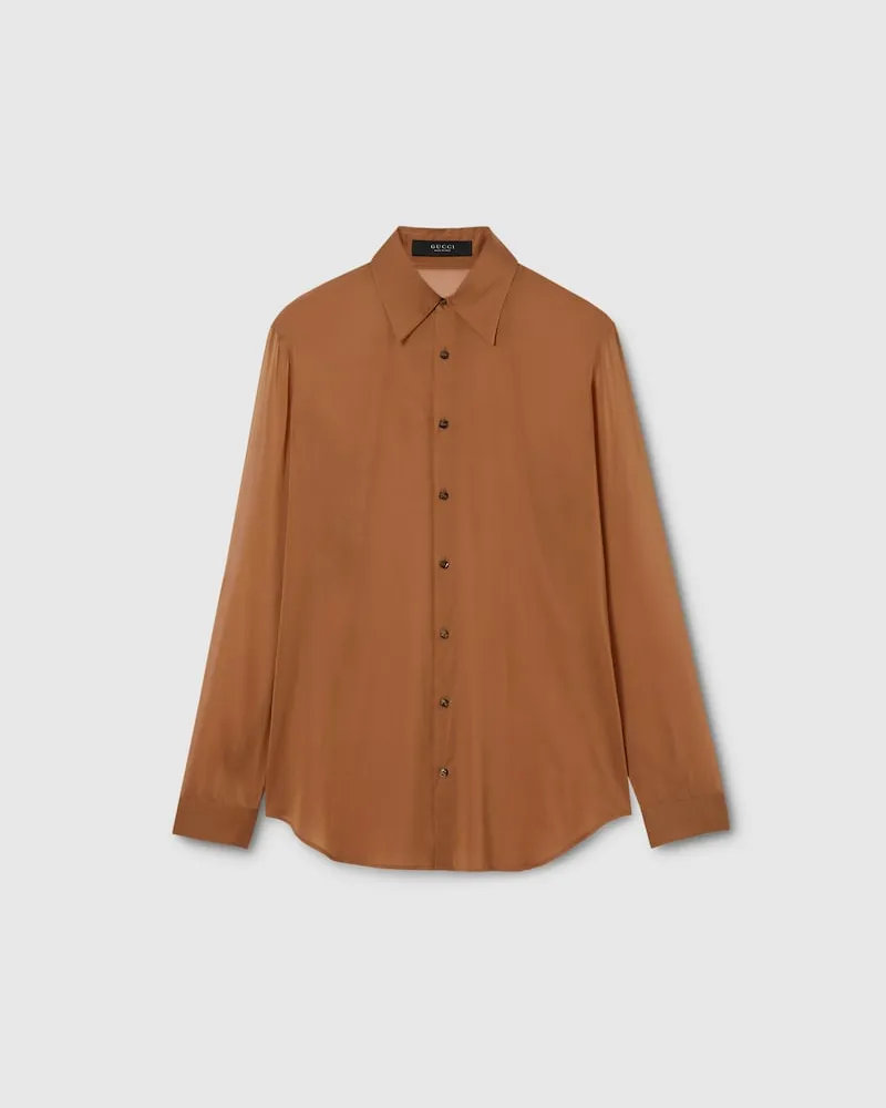 Gucci Hemd aus Seide Und Stretch-Chiffon, Größe Beige