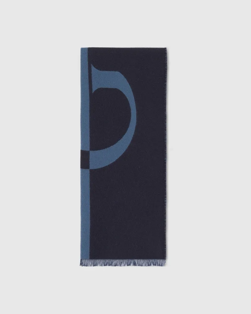 Gucci Schal aus Wolle Mit Logo Blau