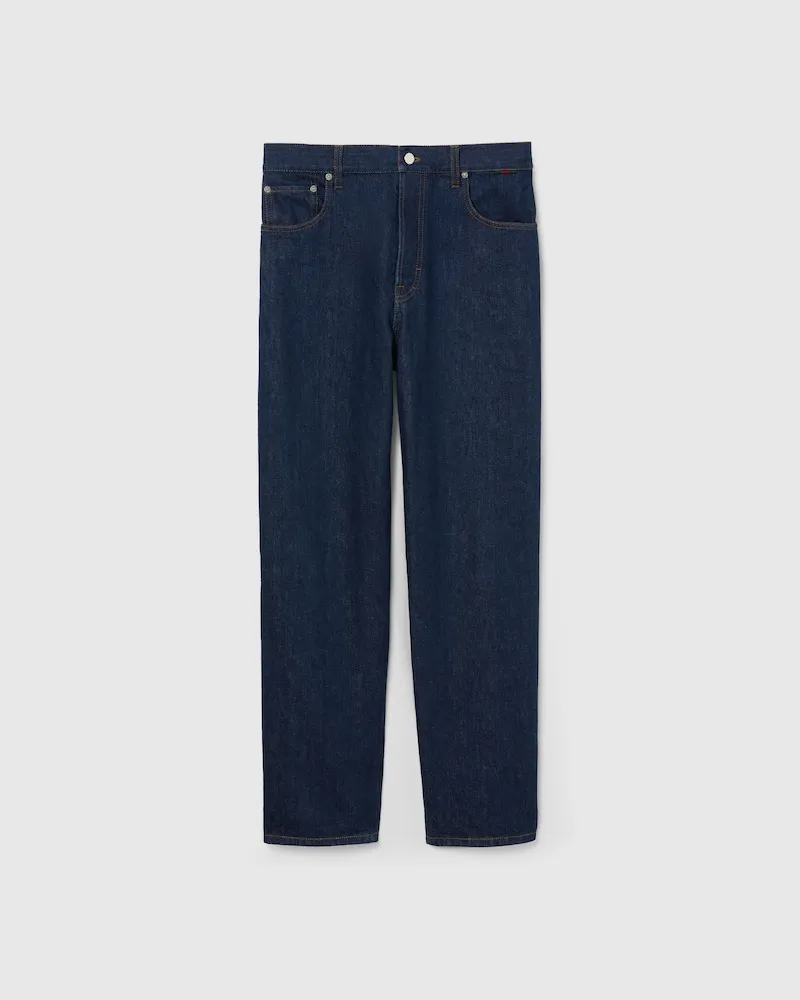 Gucci Hose aus Baumwolldenim Mit Schmaler Passform, Größe Blau