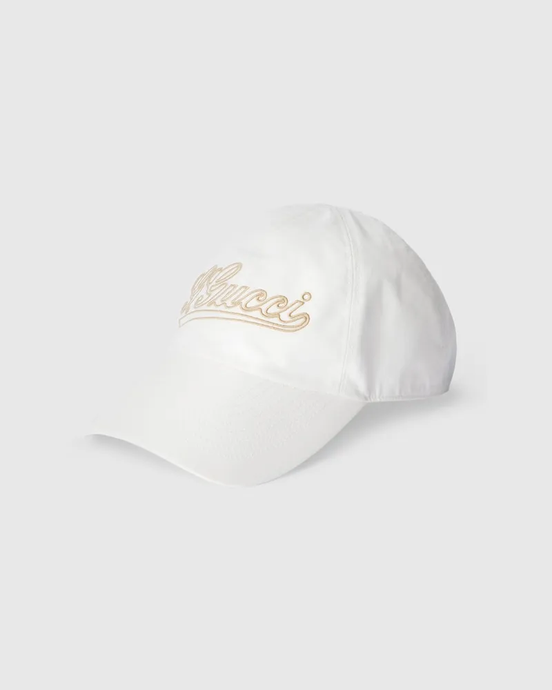 Gucci Baseballkappe aus Baumwolle mit Stickerei, Größe Weiß