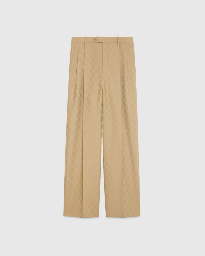 Gucci Hose aus GG Wolljacquard, Größe Beige