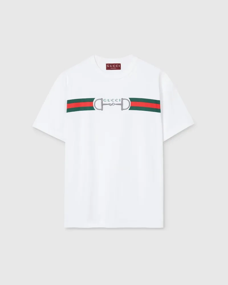 Gucci T-Shirt aus Baumwolljersey Mit Stickerei, Größe Weiß