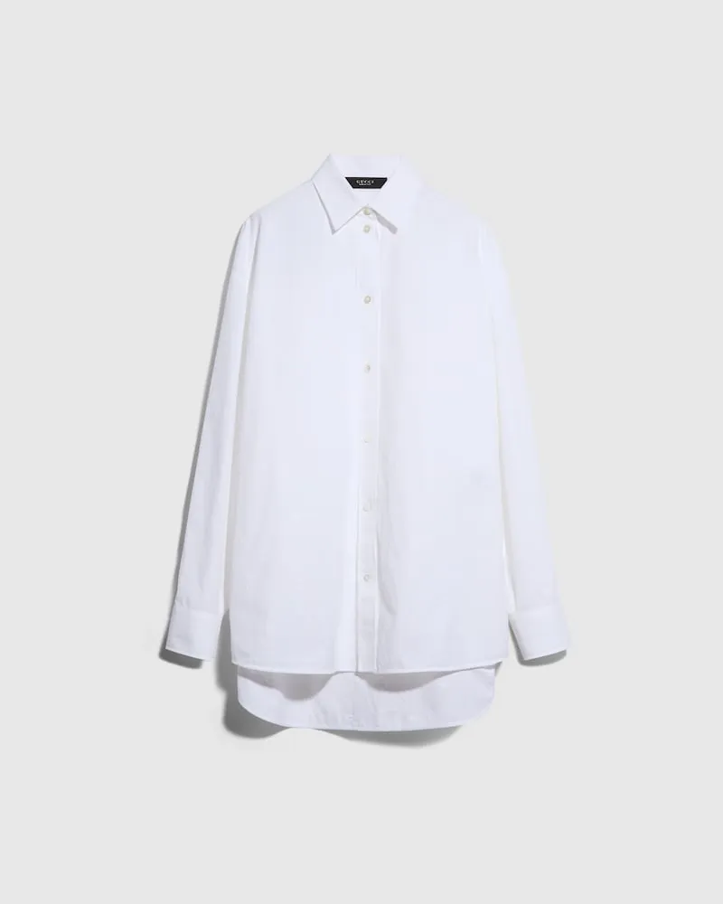 Gucci Hemd aus GG Baumwollpopeline mit Damier-Muster, Größe Weiß