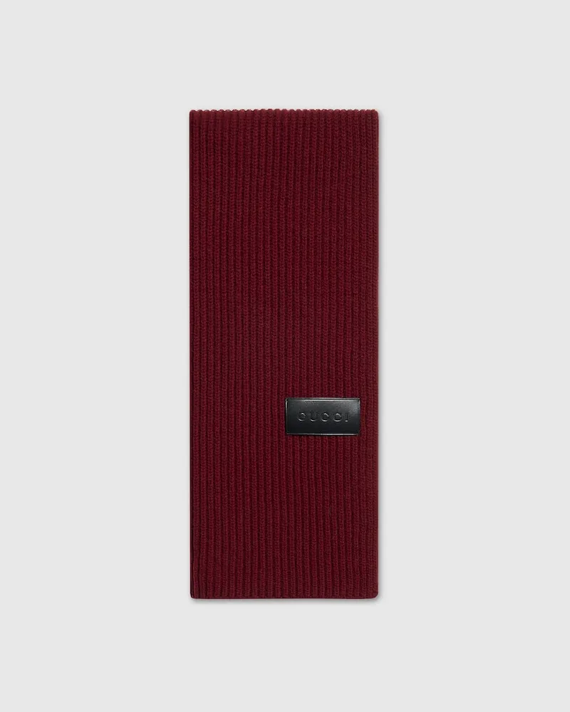 Gucci Schal aus Gerippter Wolle Und Kaschmir Bordeauxrot