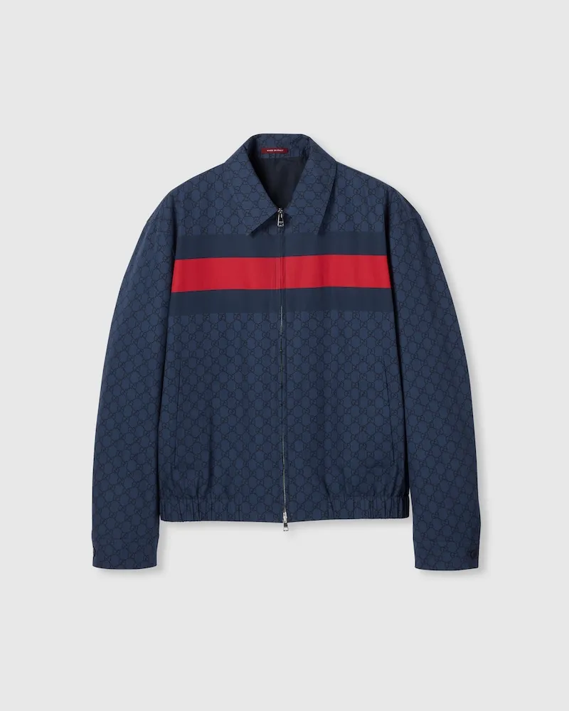 Gucci Jacke aus GG Baumwollpopeline Mit Web, Größe Blau