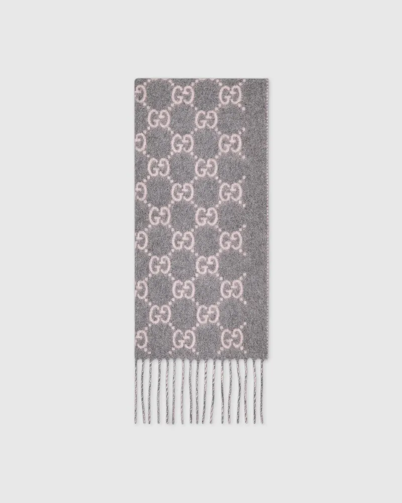 Gucci Schal aus GG Kaschmir Grau