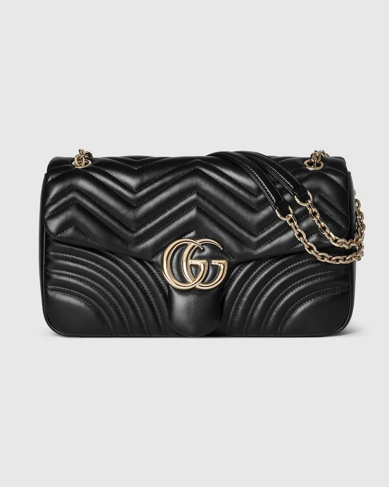 Gucci Große GG Marmont Schultertasche Schwarz