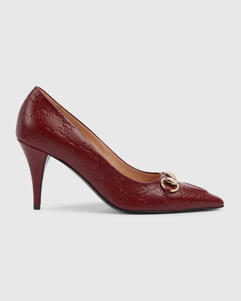 Gucci Damenpumps Mit Horsebit, Größe Bordeauxrot