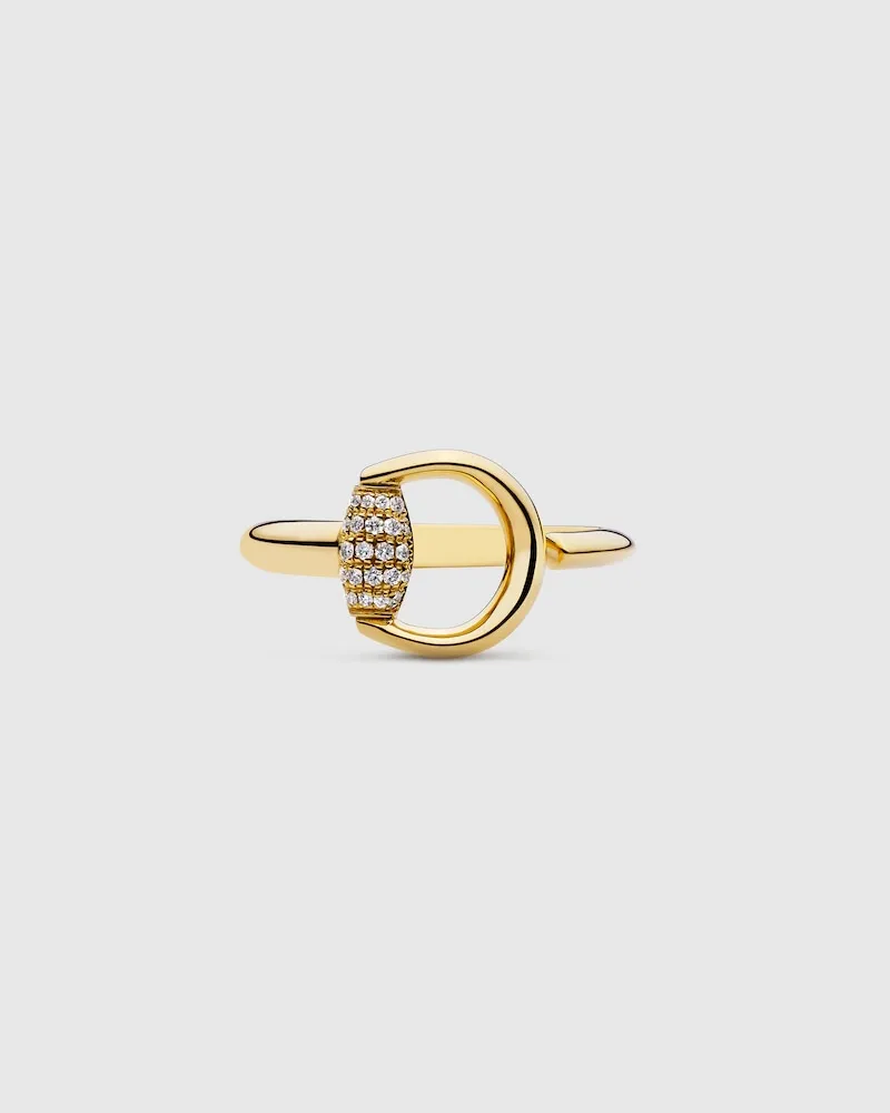 Gucci Horsebit Diamant 18k Offener Ring Gelbgold
