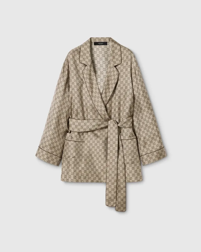 Gucci Bluse aus Seidentwill Mit Print, Größe Beige